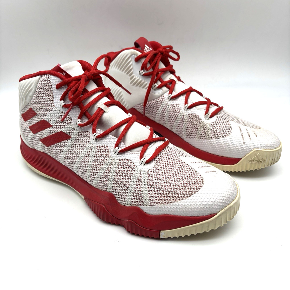 2016 Adidas Crazy Hustle White/Red Bounce Sole Basketball Shoes US15 UK14.5